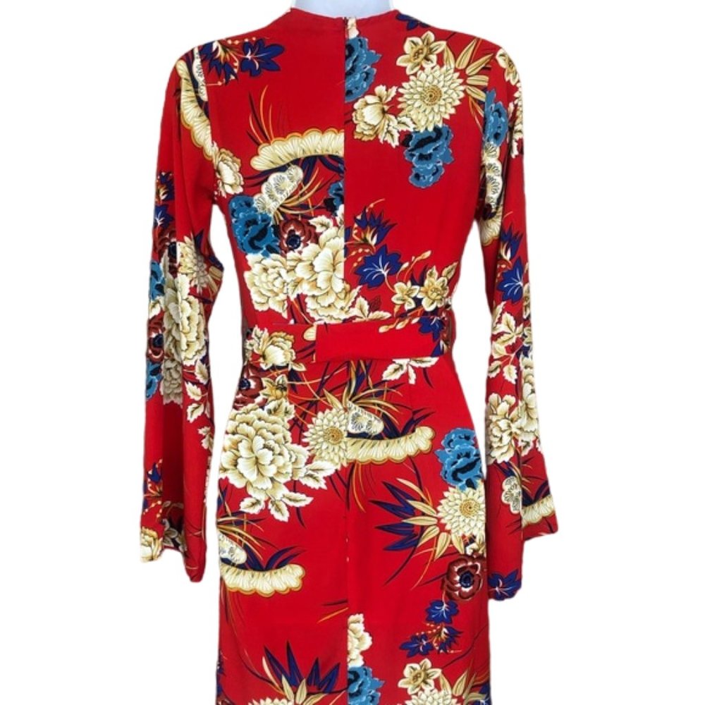NWT Pretty Little Thing Red Floral Print Kimono Maxi Dress - Picture 14 of 16